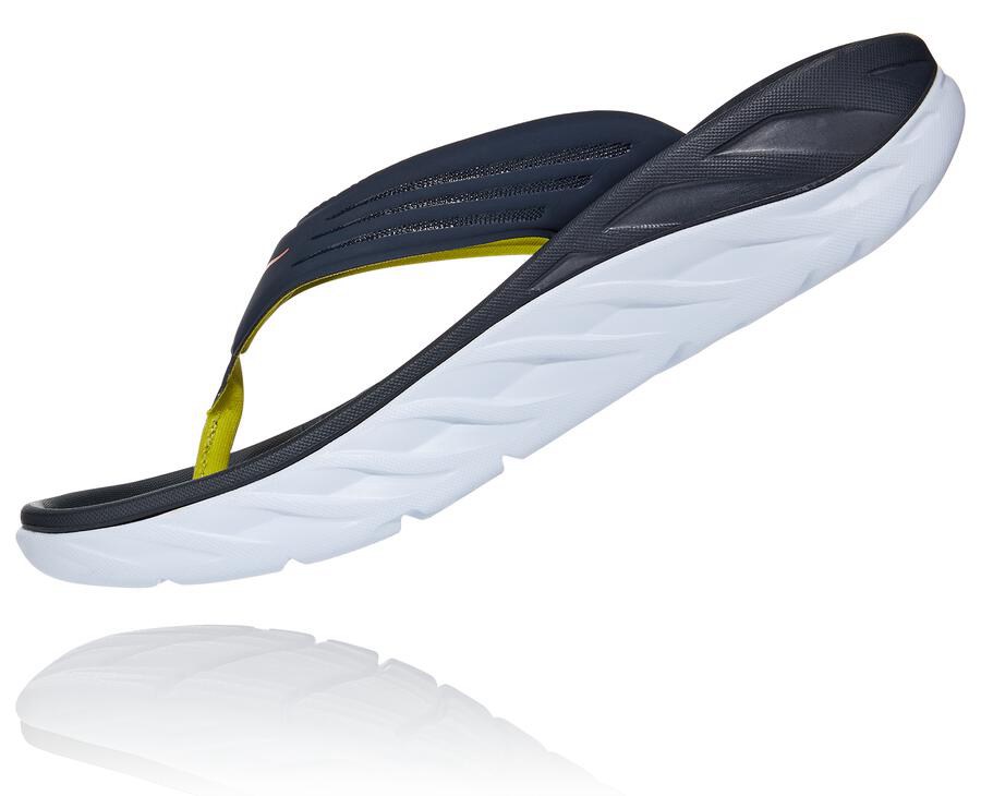 Hoka Australia One One ORA Recovery Flip - Mens Sandals Navy/White - EZFNC-0456